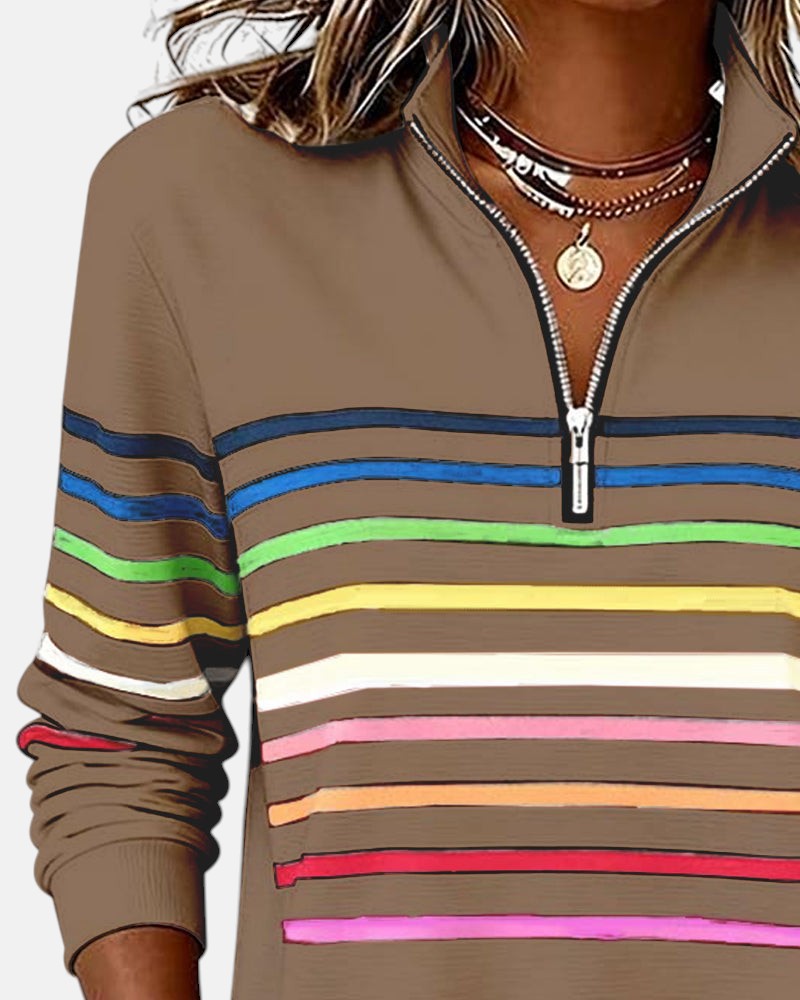 BEAUMONT NICE | PULL RAYÉ À FERMETURE ÉCLAIR POUR FEMMES
