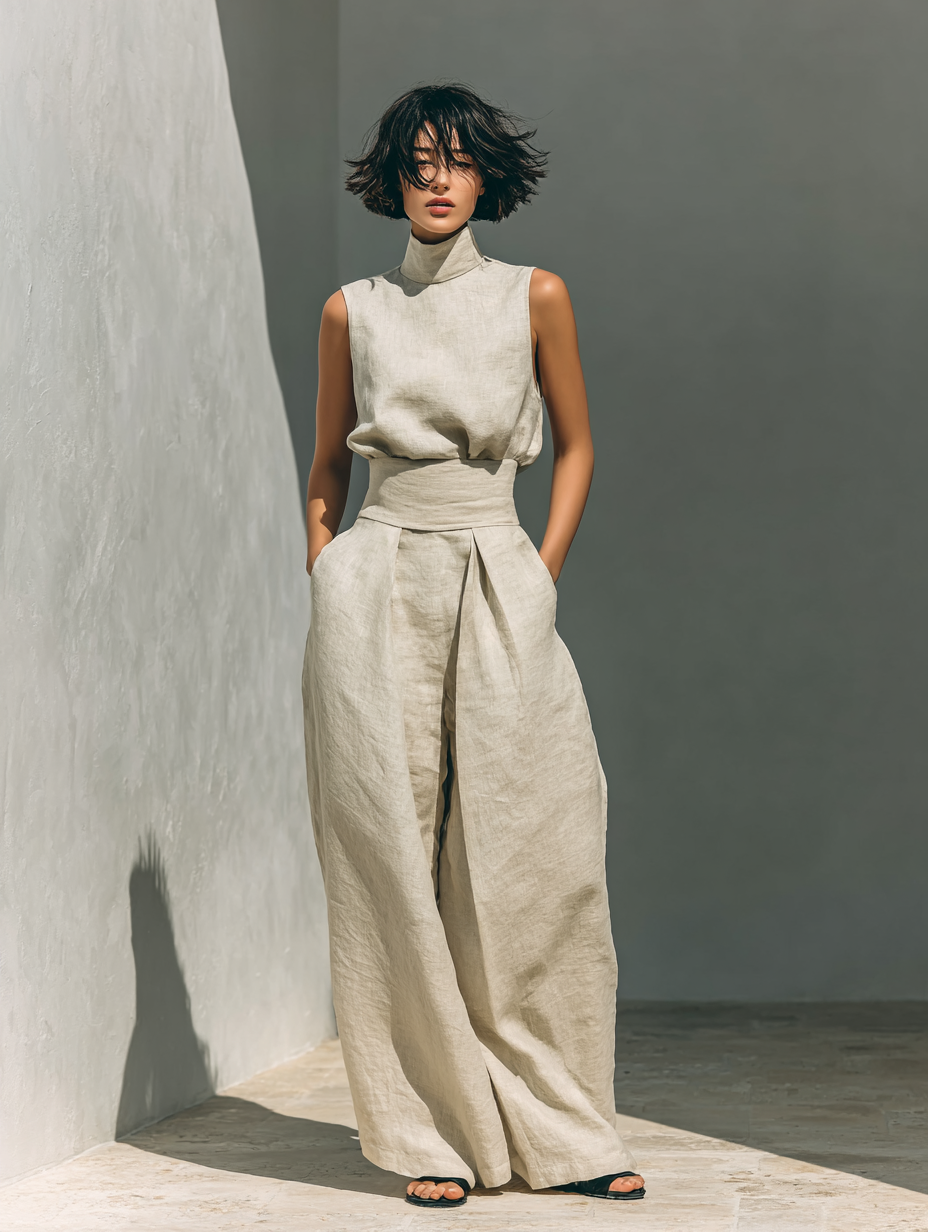 BEAUMONT NICE | ENSEMBLE PANTALON LARGE EN COTON POUR FEMME