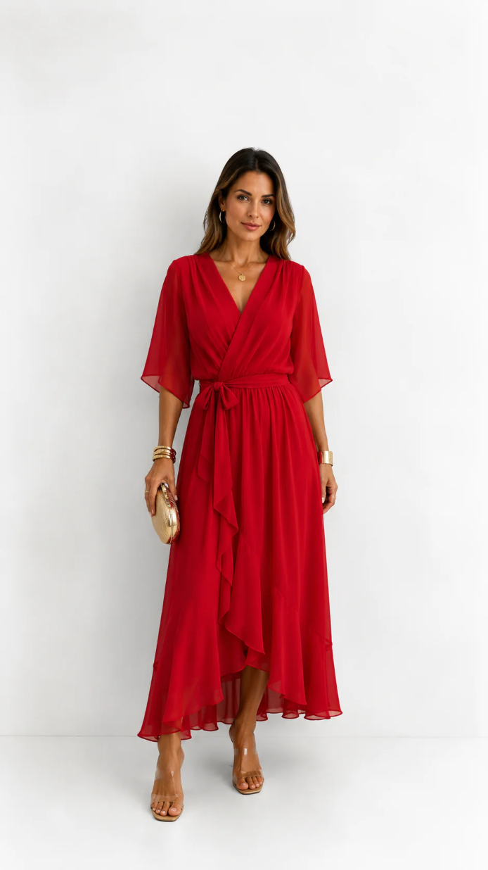 BEAUMONT NICE | ROBE EN CHIFFON À ENVELOPPER POUR FEMMES