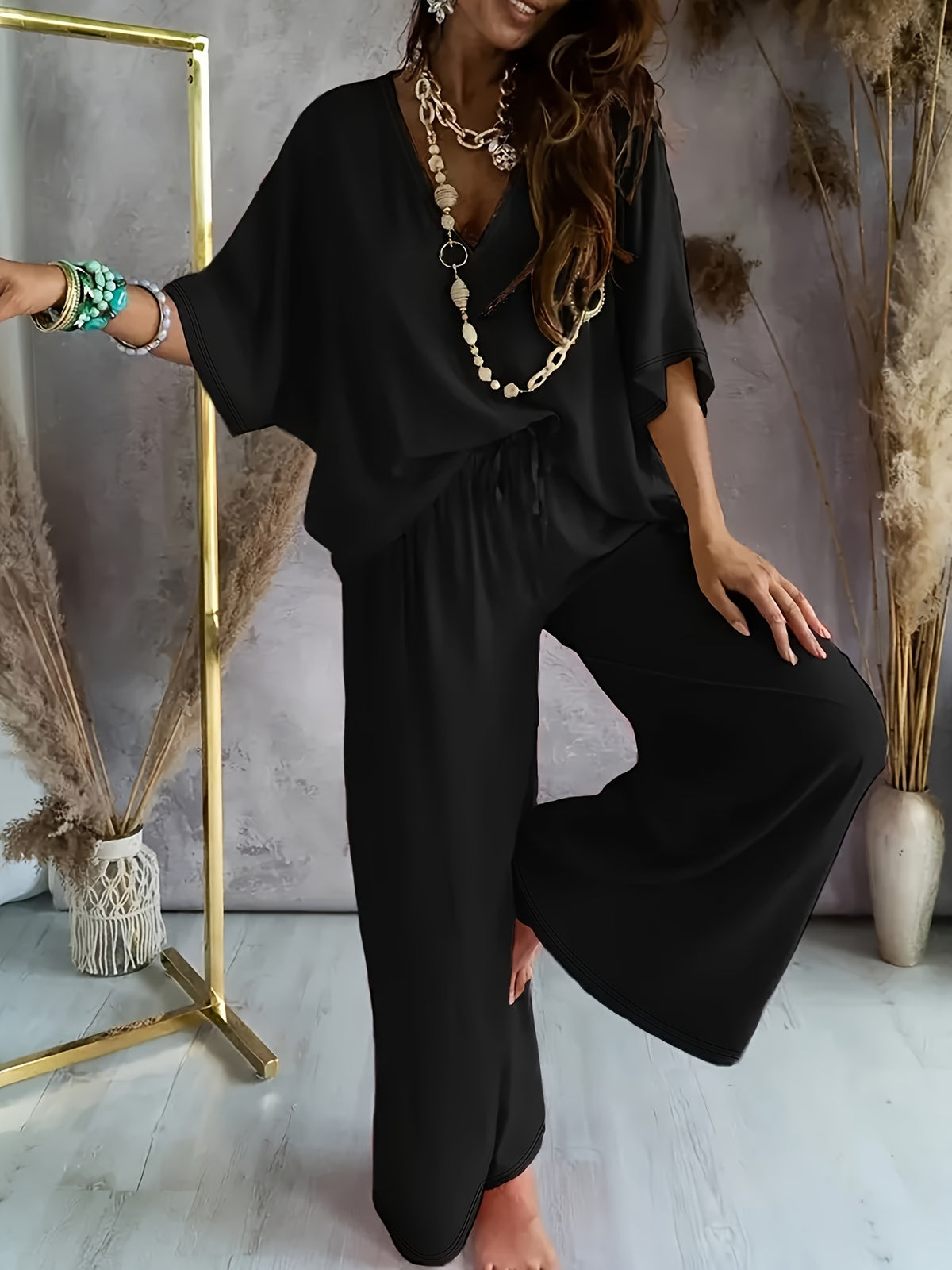 BEAUMONT NICE | ENSEMBLE CHIC À COL EN V POUR FEMMES