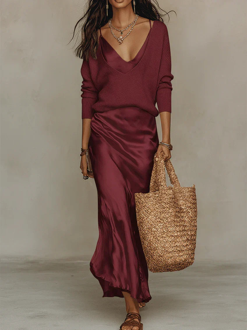 BEAUMONT NICE | ENSEMBLE DE ROBE MIDI EN POUR FEMMES