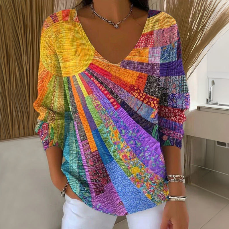 BEAUMONT NICE | PULL IMPRIMÉ COL V POUR FEMMES
