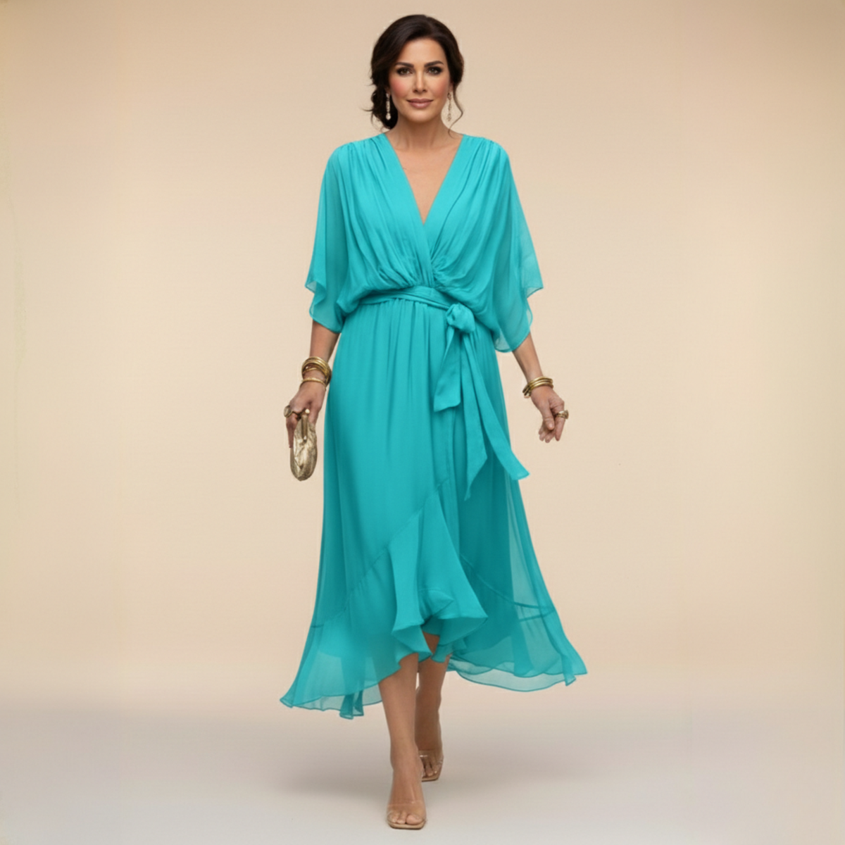 BEAUMONT NICE | ROBE EN CHIFFON V POUR FEMMES