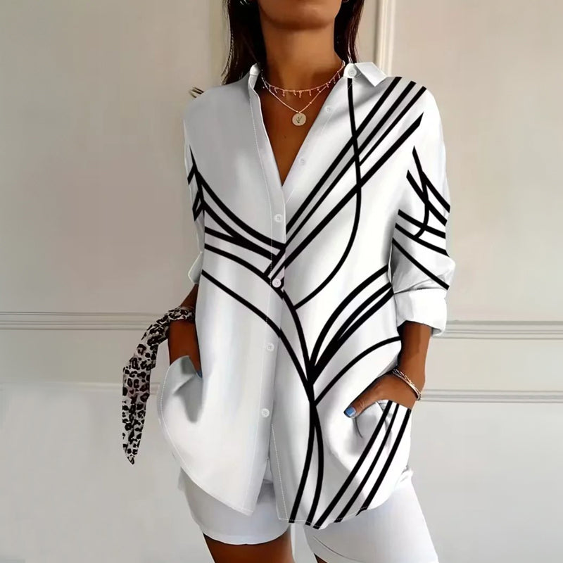 BEAUMONT NICE | BLOUSE IMPRIMÉE À BOUTONS POUR FEMMES