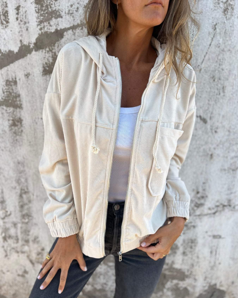 BEAUMONT NICE | VESTE À CAPUCHE EN VELOURS CÔTELÉ POUR FEMME