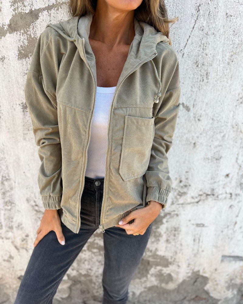 BEAUMONT NICE | VESTE À CAPUCHE EN VELOURS CÔTELÉ POUR FEMME