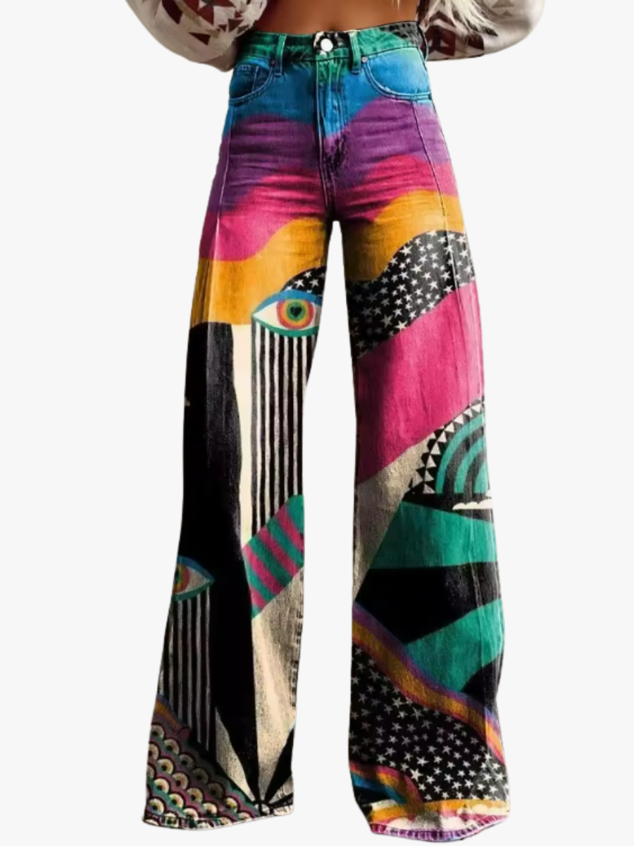 BEAUMONT NICE | PANTALON ÉVASÉ GRAPHIQUE POUR FEMMES
