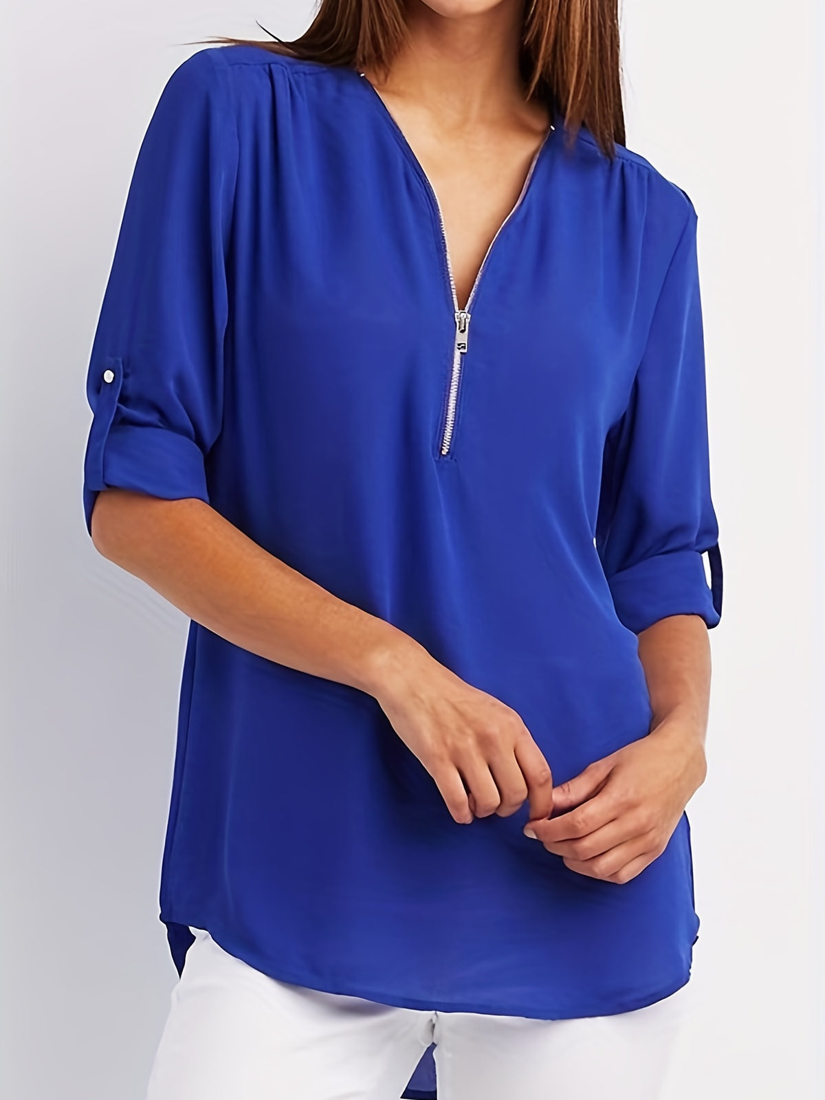 BEAUMONT NICE | BLOUSE À COL EN V ZIP POUR FEMMES
