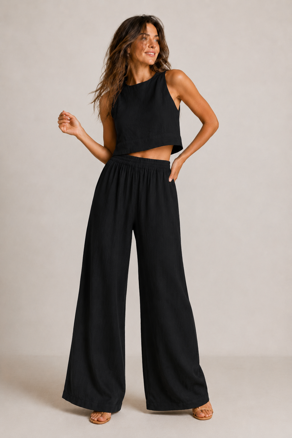BEAUMONT NICE | ENSEMBLE D'ÉTÉ À JAMBES LARGES POUR FEMMES