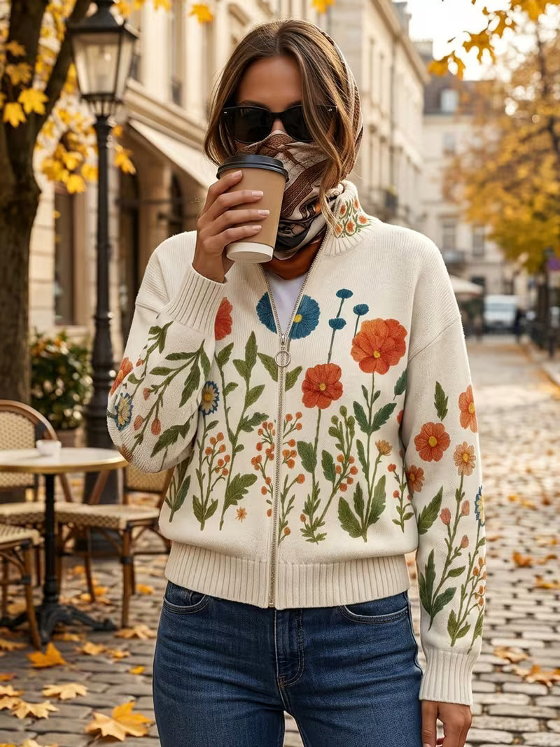 BEAUMONT NICE | GILET EN FLORAL ZIPPÉ POUR FEMMES
