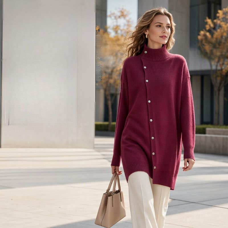 BEAUMONT NICE | PULL COL ROLLO À BOUTONS POUR FEMMES