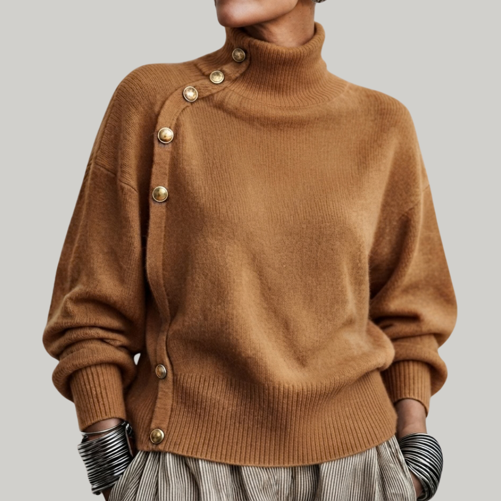 BEAUMONT NICE | PULL COL ROULÉ BOUTONNÉ POUR FEMMES