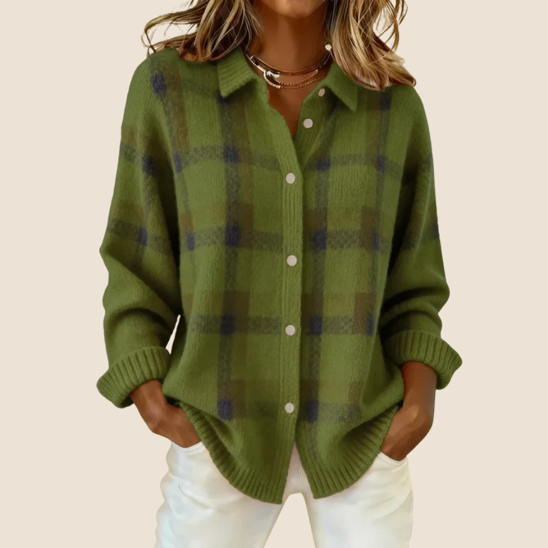 BEAUMONT NICE | PULL À CARREAUX AVEC COL POUR FEMMES