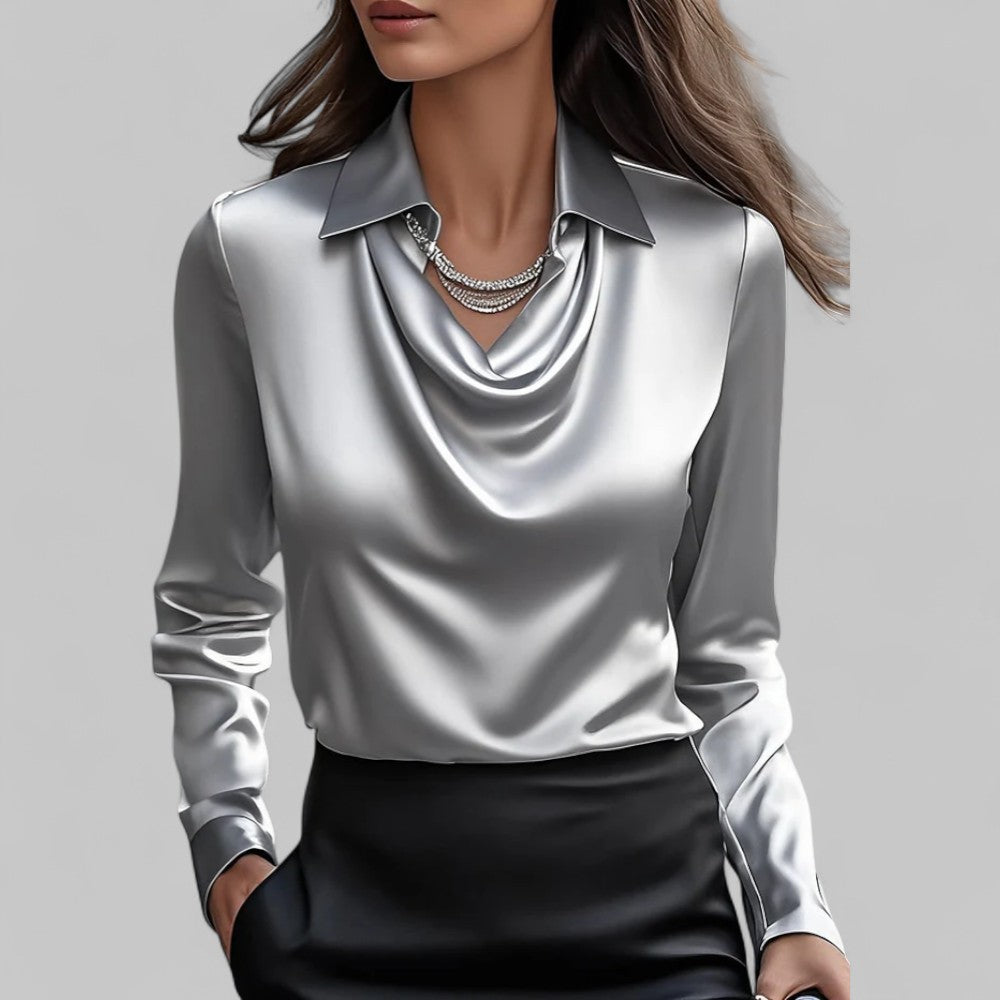 BEAUMONT NICE | BLOUSE EN SATIN DRAPÉE POUR FEMMES
