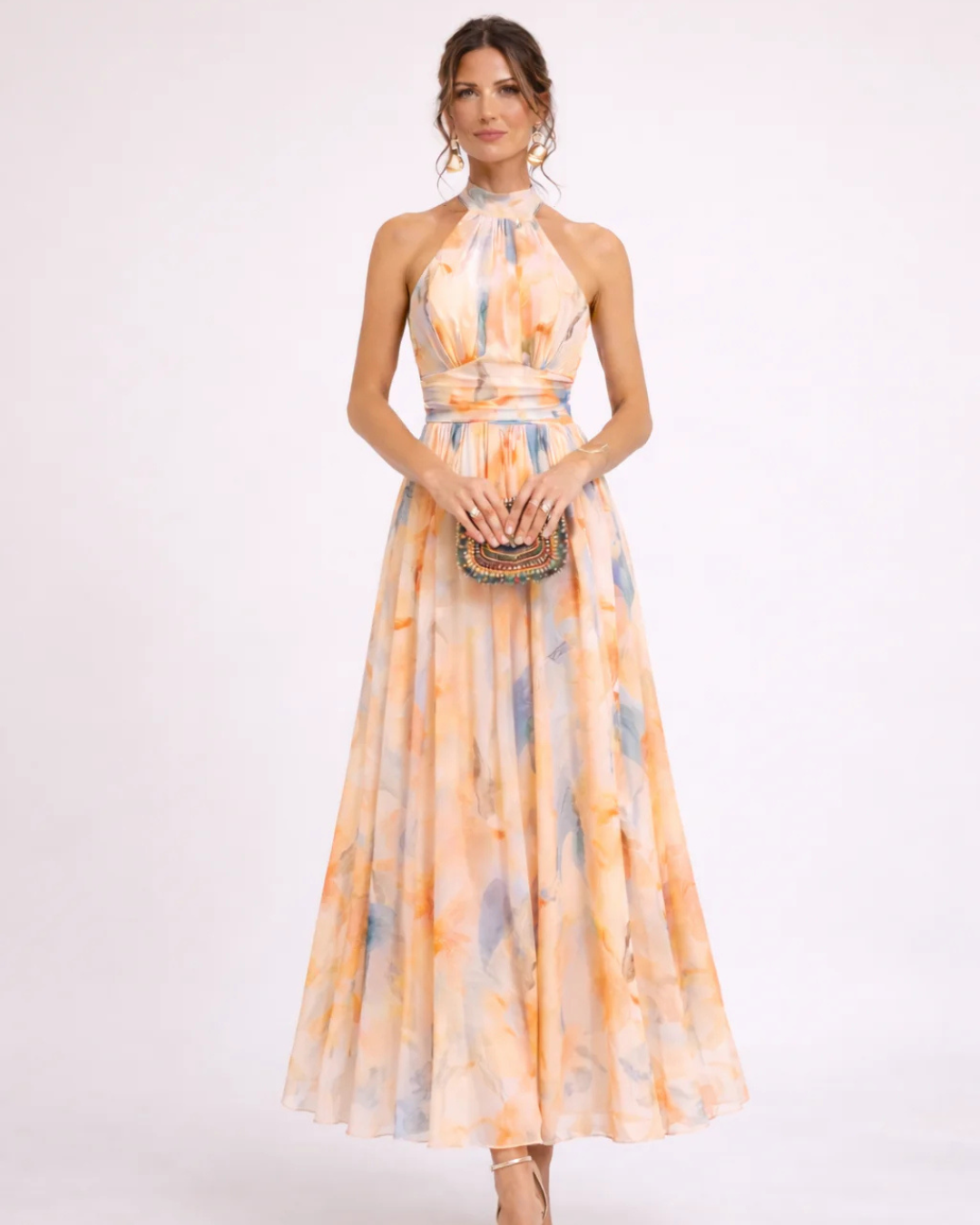 BEAUMONT NICE | ROBE MAXI ÉLÉGANTE À COL HALTER POUR FEMMES
