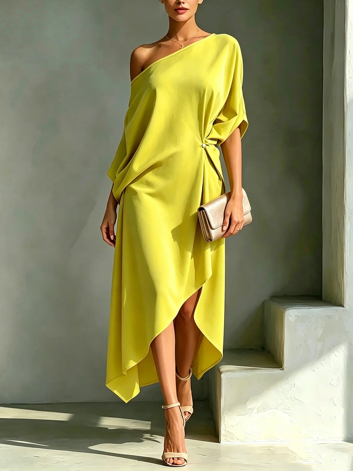 BEAUMONT NICE | ROBE MIDI ASYMÉTRIQUE POUR FEMMES