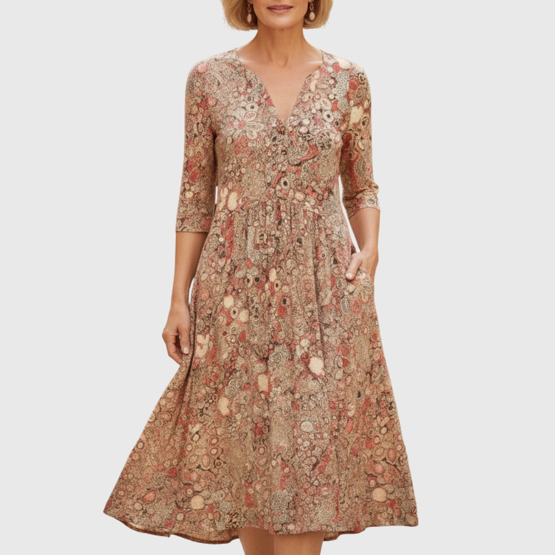 BEAUMONT NICE | ROBE MIDI À COL EN V POUR FEMMES