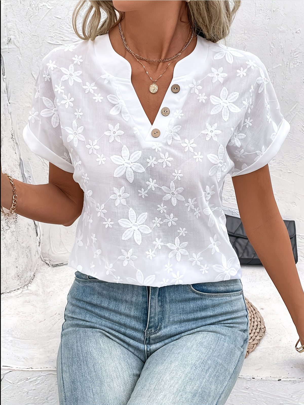 BEAUMONT NICE | BLOUSE FLORALE À COL EN V POUR FEMMES