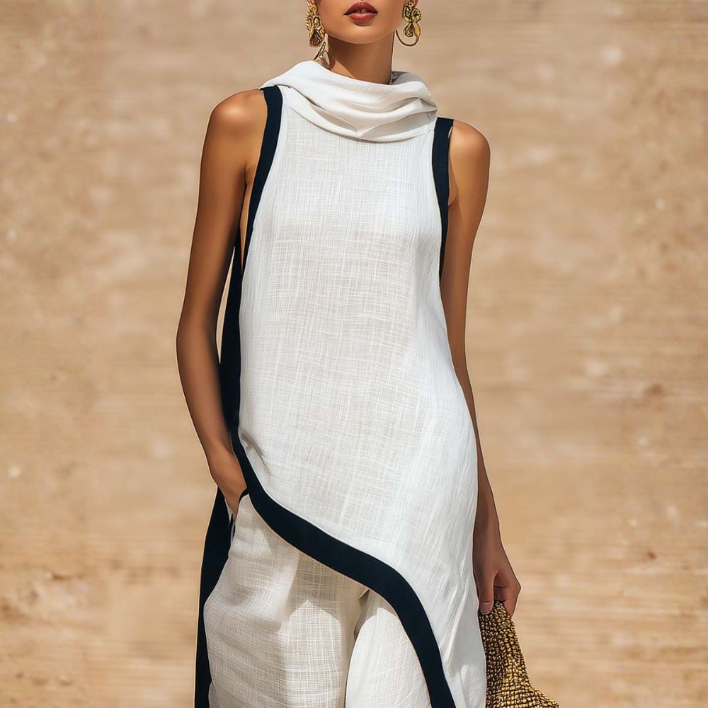 BEAUMONT NICE | ENSEMBLE EN LIN ASYMÉTRIQUE POUR FEMMES