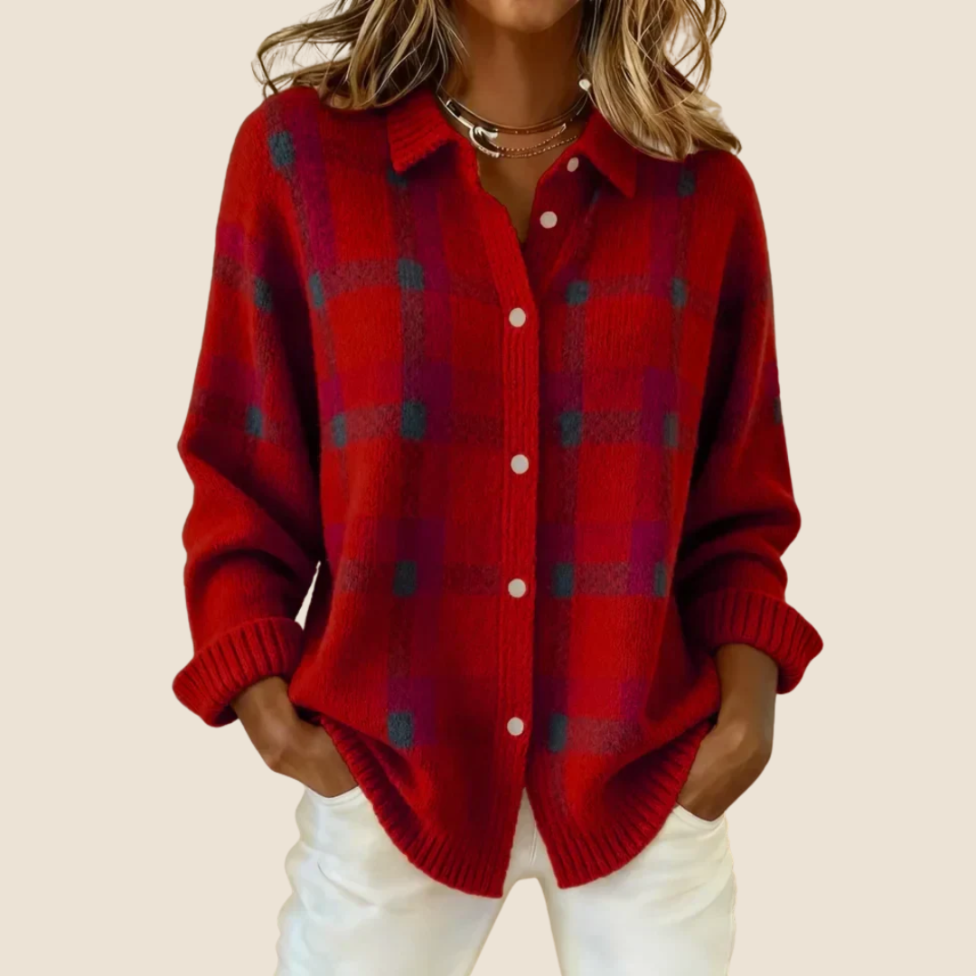 BEAUMONT NICE | PULL À CARREAUX AVEC COL POUR FEMMES