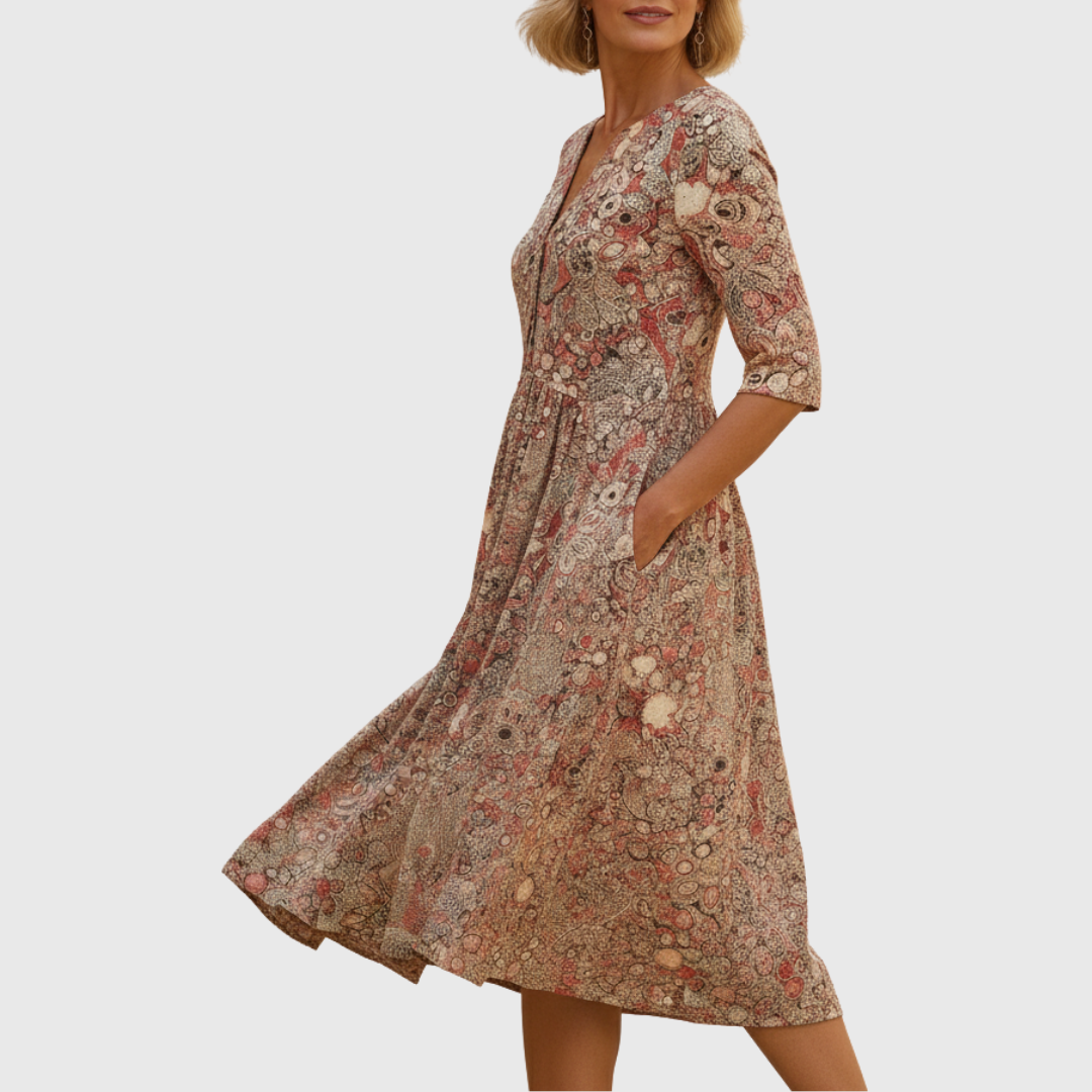 BEAUMONT NICE | ROBE MIDI À COL EN V POUR FEMMES