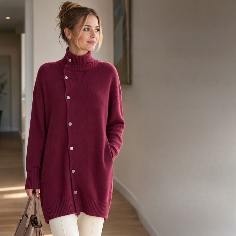 BEAUMONT NICE | PULL COL ROLLO À BOUTONS POUR FEMMES