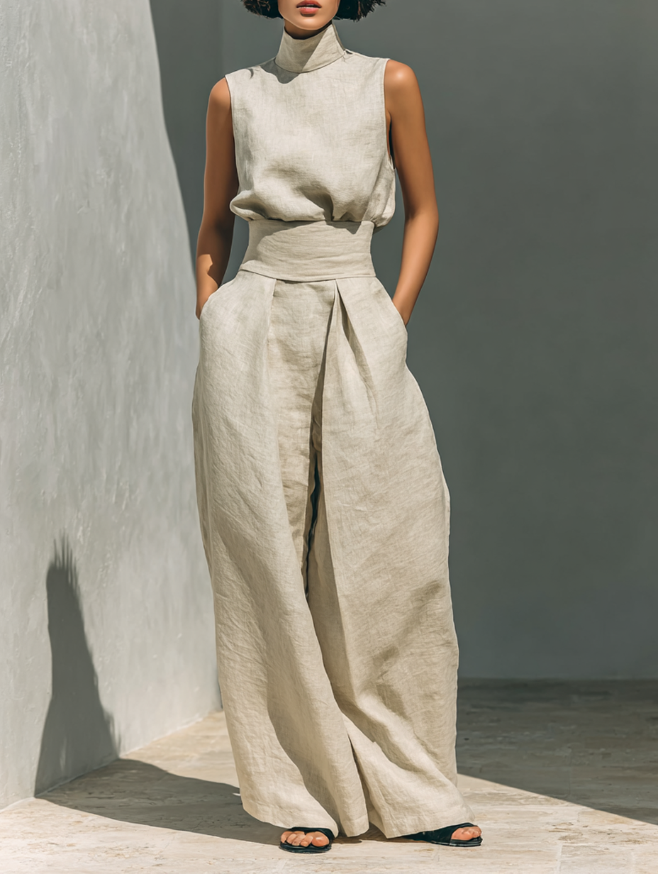 BEAUMONT NICE | ENSEMBLE PANTALON LARGE EN COTON POUR FEMME