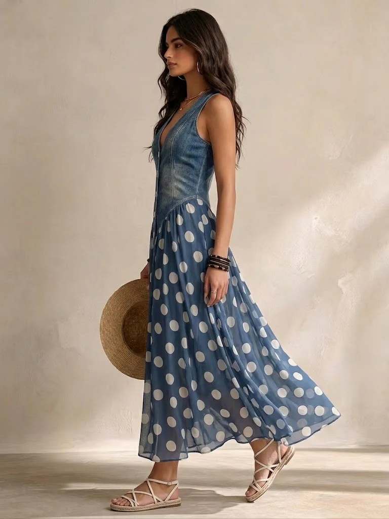 BEAUMONT NICE | ROBE MIDI À POIS POUR FEMMES
