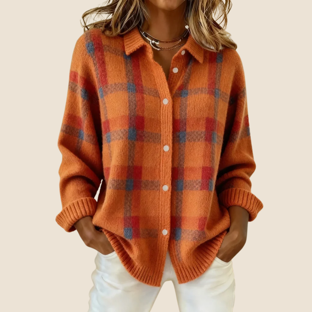 BEAUMONT NICE | PULL À CARREAUX AVEC COL POUR FEMMES