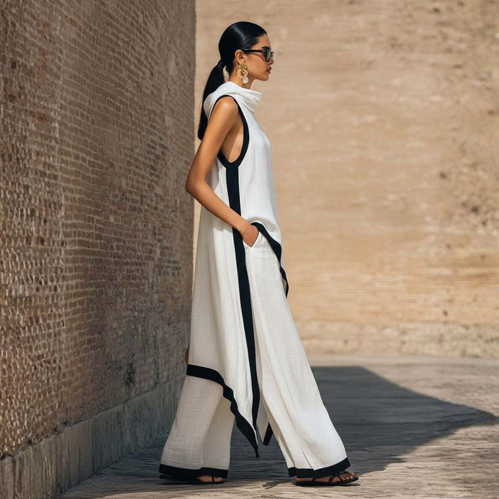BEAUMONT NICE | ENSEMBLE EN LIN ASYMÉTRIQUE POUR FEMMES