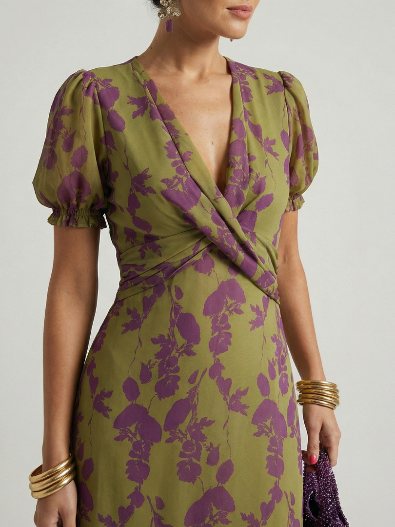 BEAUMONT NICE | CHIC ROBE MIDI FLORALE POUR FEMMES