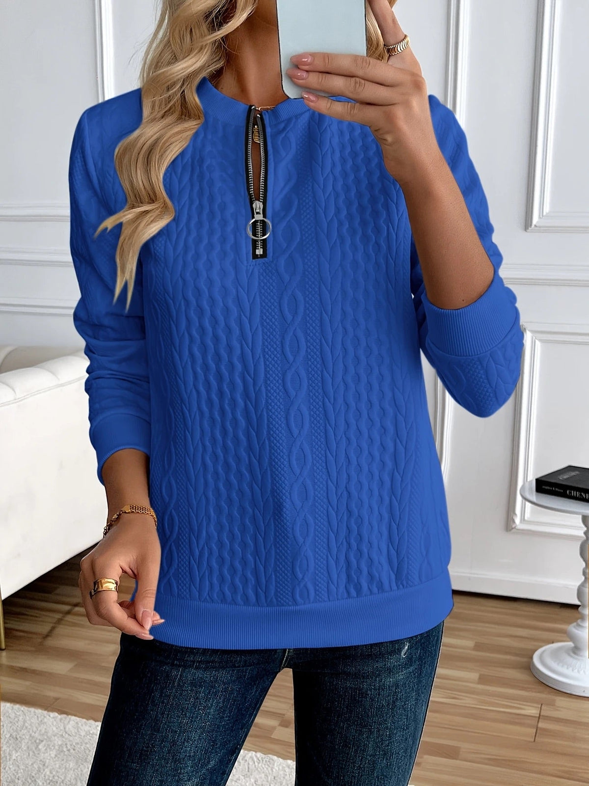 BEAUMONT NICE | SWEAT TEXTURÉ ZIPPÉ POUR FEMMES