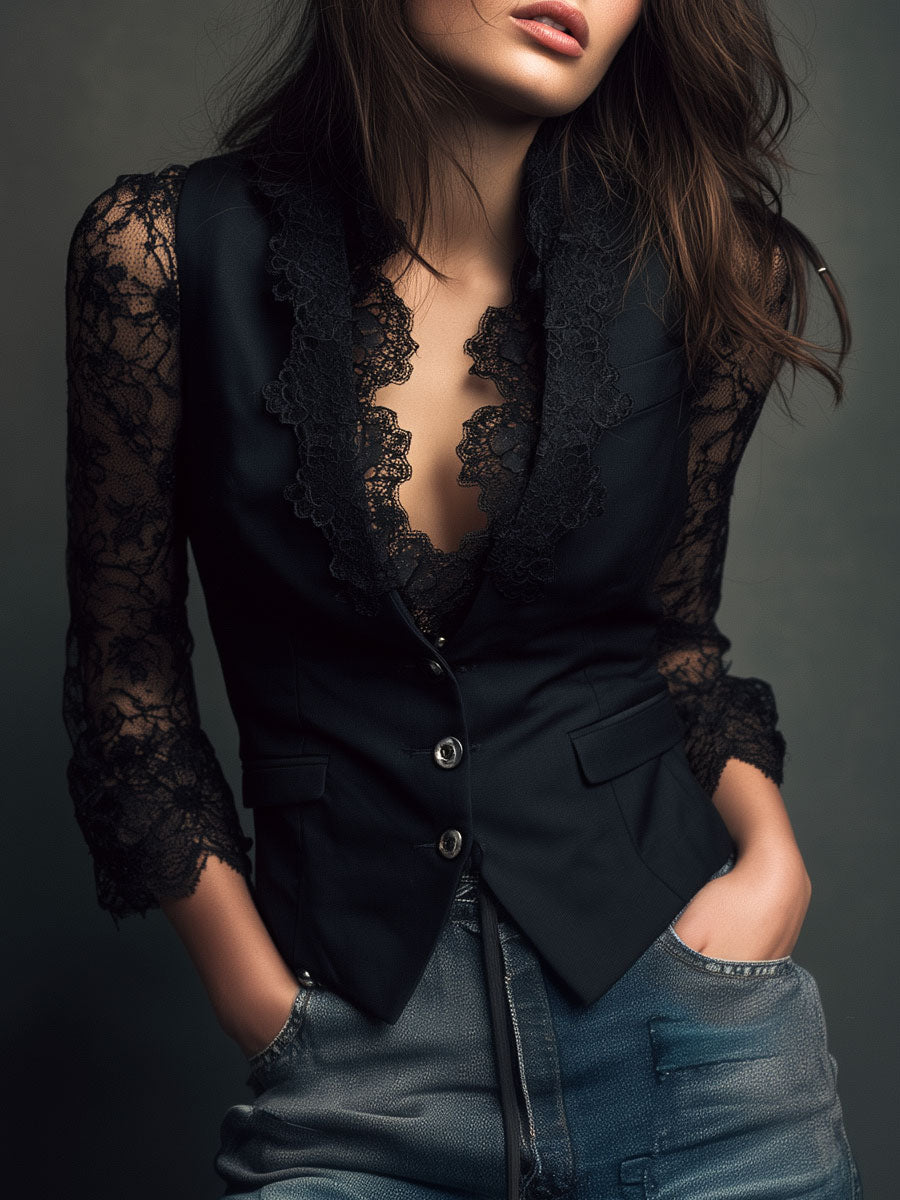 BEAUMONT NICE | BLAZER À MANCHES EN DENTELLE POUR FEMMES