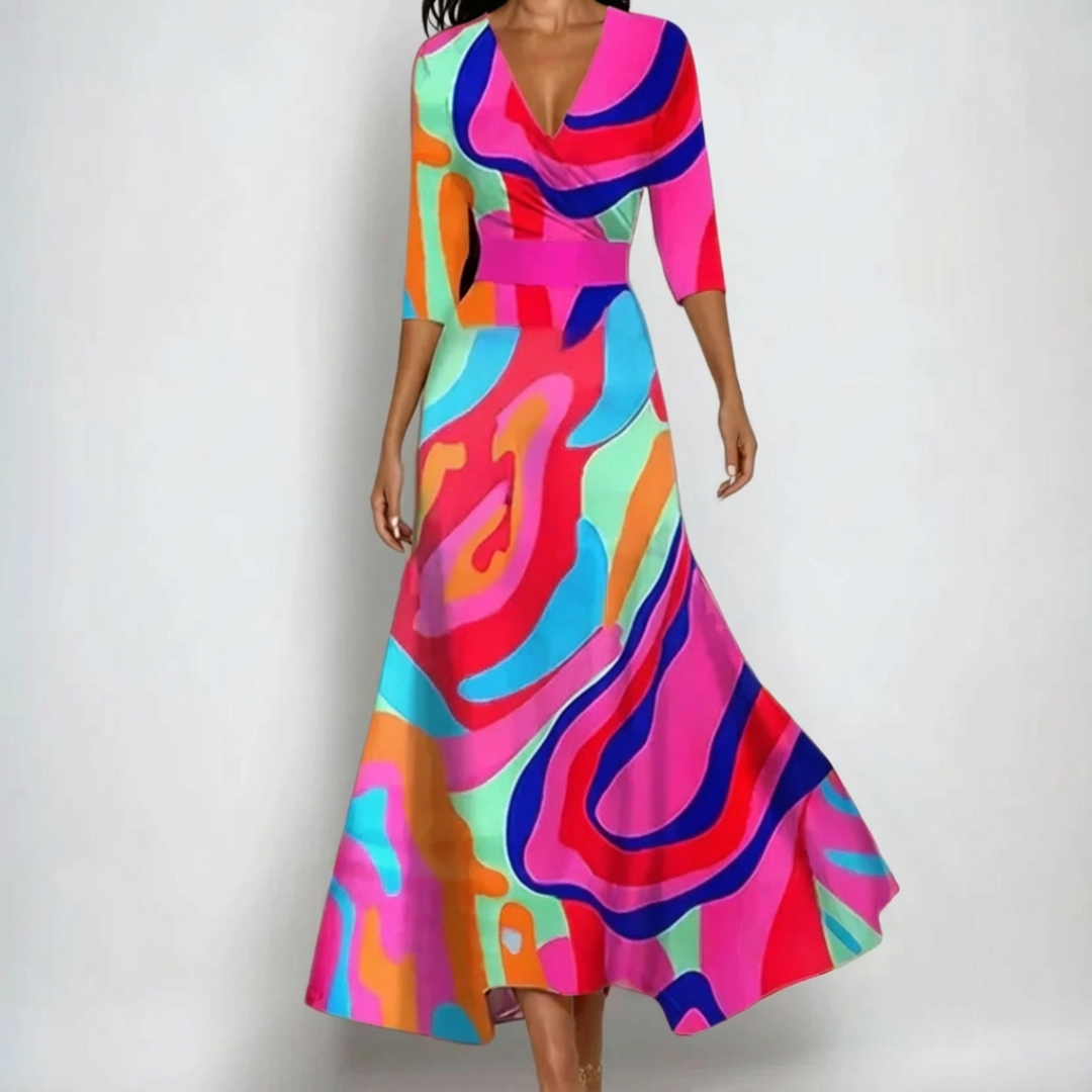BEAUMONT NICE | ROBE MIDI CACHE-CŒUR À COL EN V POUR FEMMES