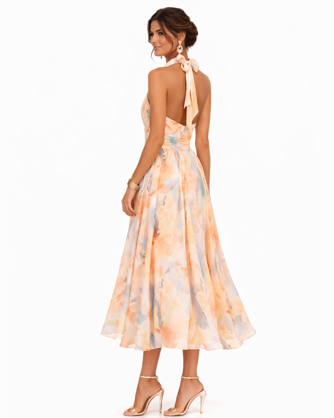 BEAUMONT NICE | ROBE EN MOUSSELINE PÊCHE FLORAISON POUR FEMME