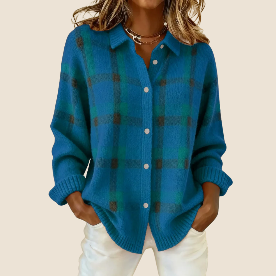 BEAUMONT NICE | PULL À CARREAUX AVEC COL POUR FEMMES
