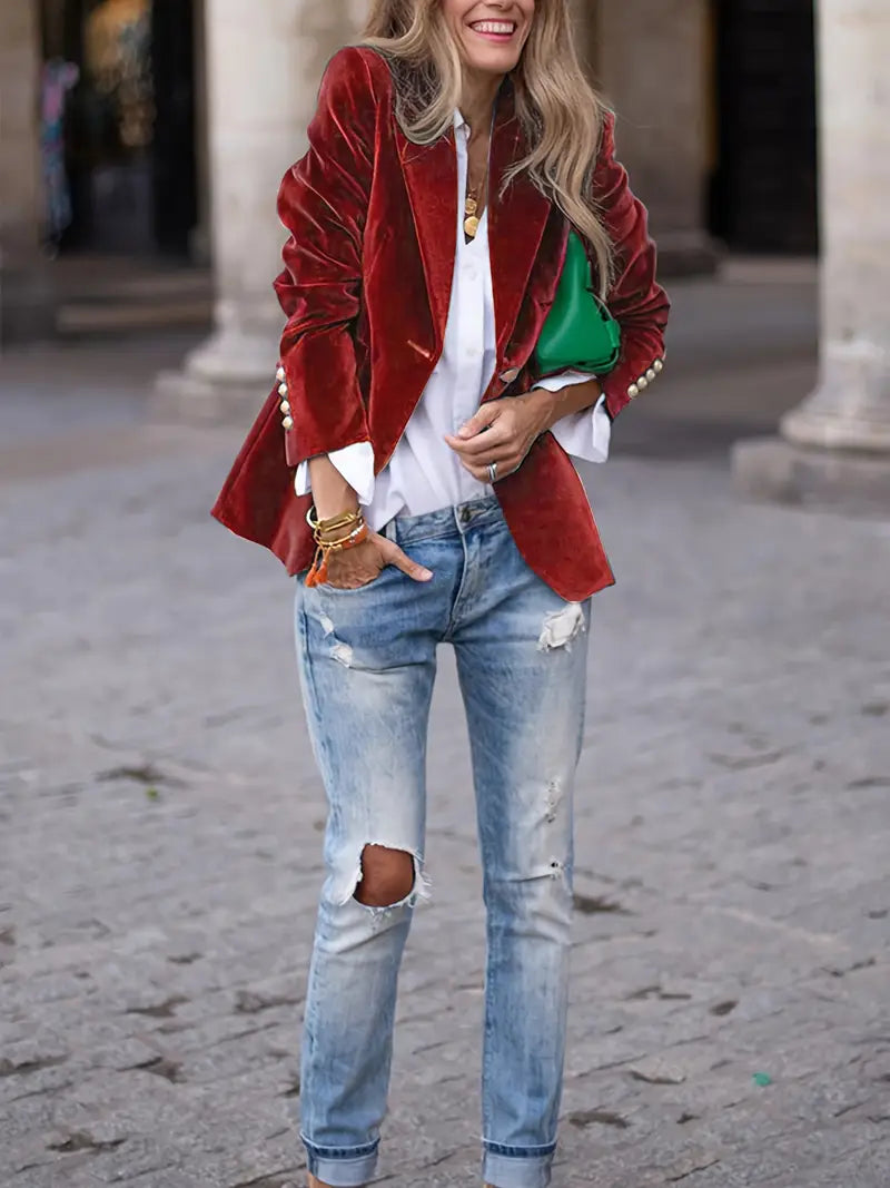 BEAUMONT NICE | BLAZER EN AJUSTÉ AVEC BOUTONS DORÉS POUR FEMMES