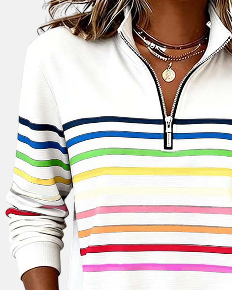 BEAUMONT NICE | PULL RAYÉ À FERMETURE ÉCLAIR POUR FEMMES