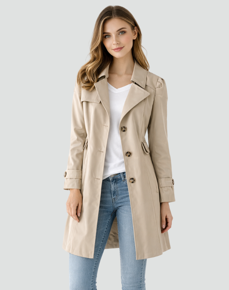 BEAUMONT NICE | TRANCHÉE MANTEAU CLASSIQUE À REVERS POUR FEMMES