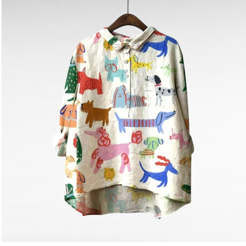 BEAUMONT NICE | BLOUSE MOTIFS CHIENS POUR FEMMES