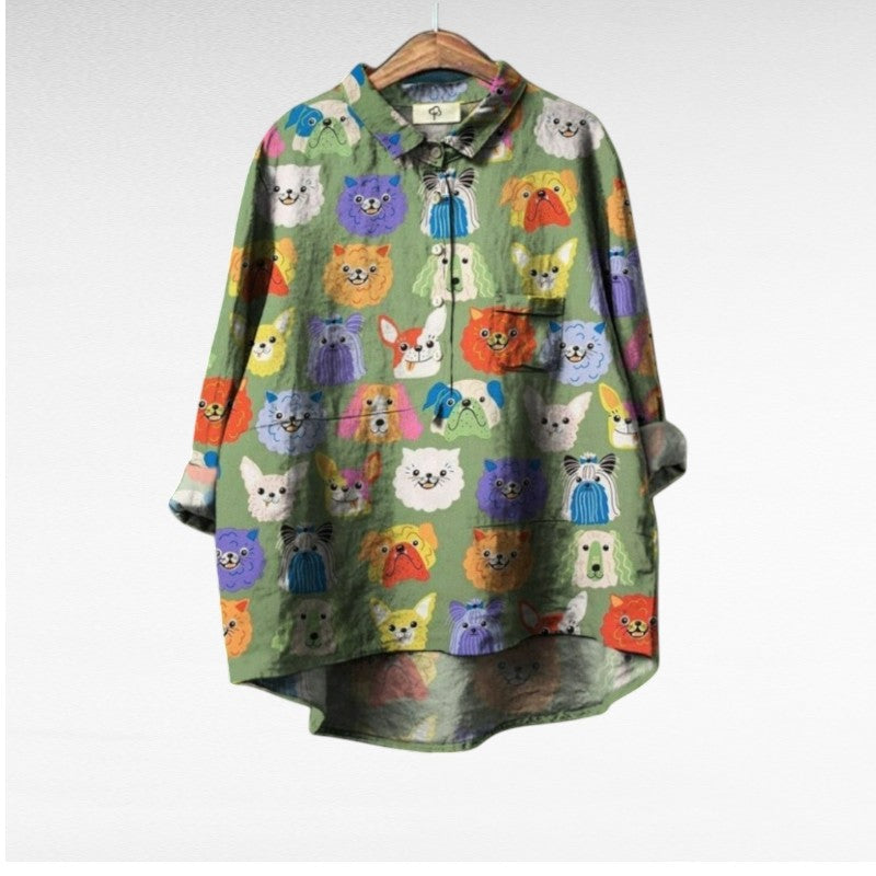 BEAUMONT NICE | BLOUSE MOTIFS CHIENS POUR FEMMES