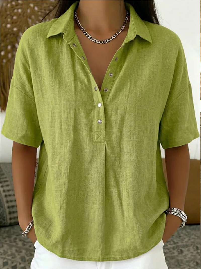 BEAUMONT NICE | BLOUSE À COL EN V AVEC BOUTONS POUR FEMMES