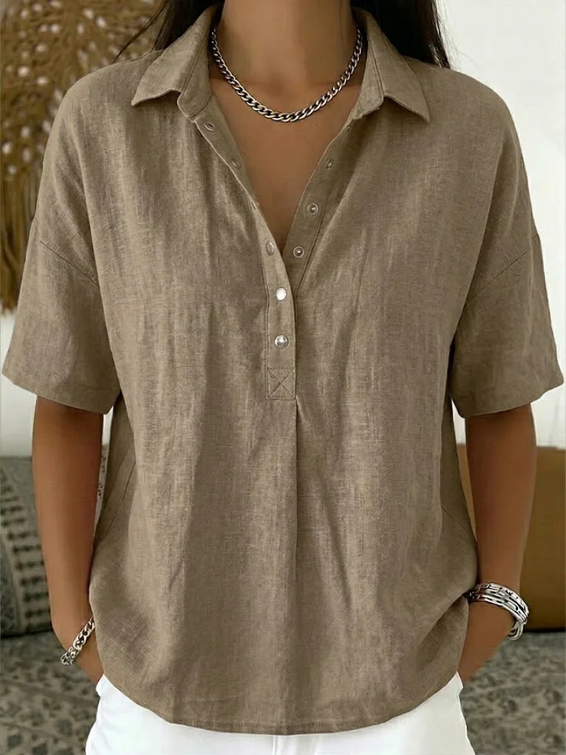 BEAUMONT NICE | BLOUSE À COL EN V AVEC BOUTONS POUR FEMMES