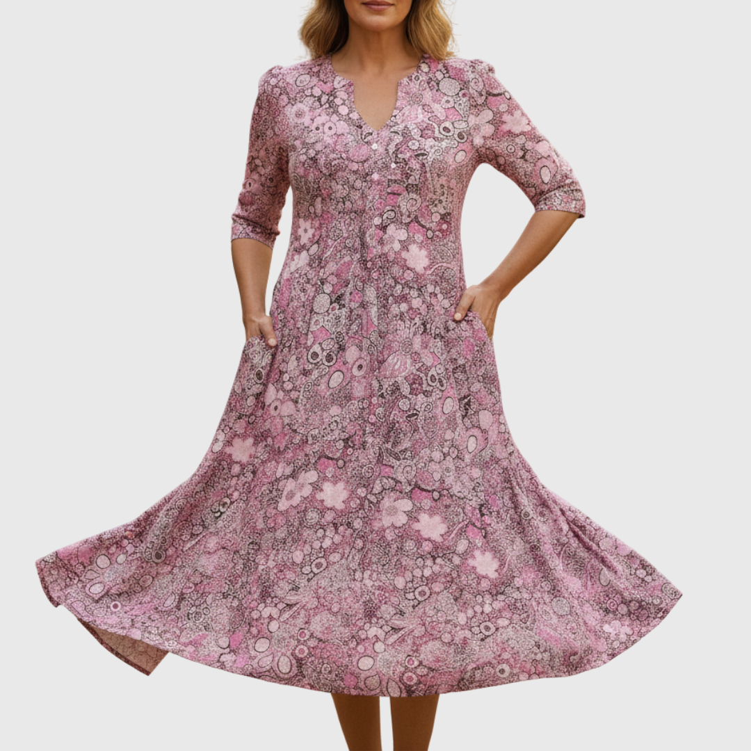 BEAUMONT NICE | ROBE MIDI À COL EN V POUR FEMMES