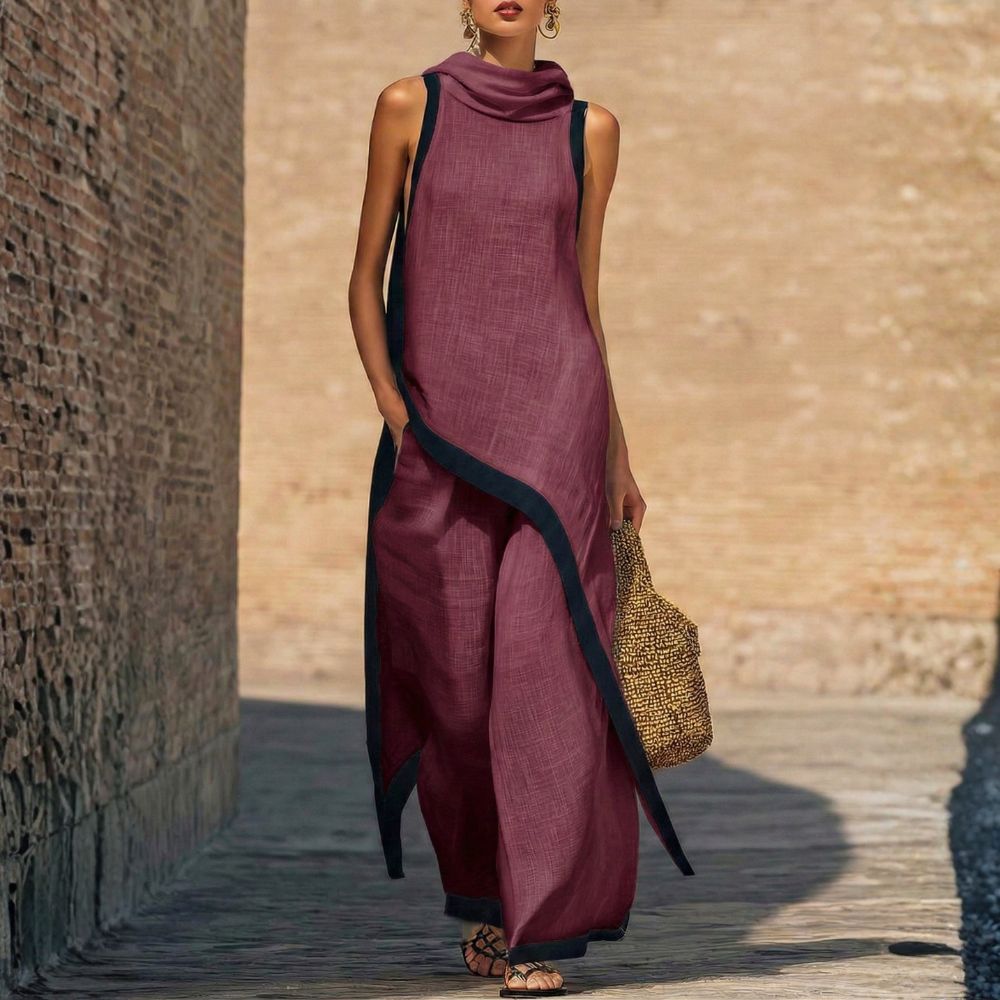 BEAUMONT NICE | ENSEMBLE EN LIN ASYMÉTRIQUE POUR FEMMES