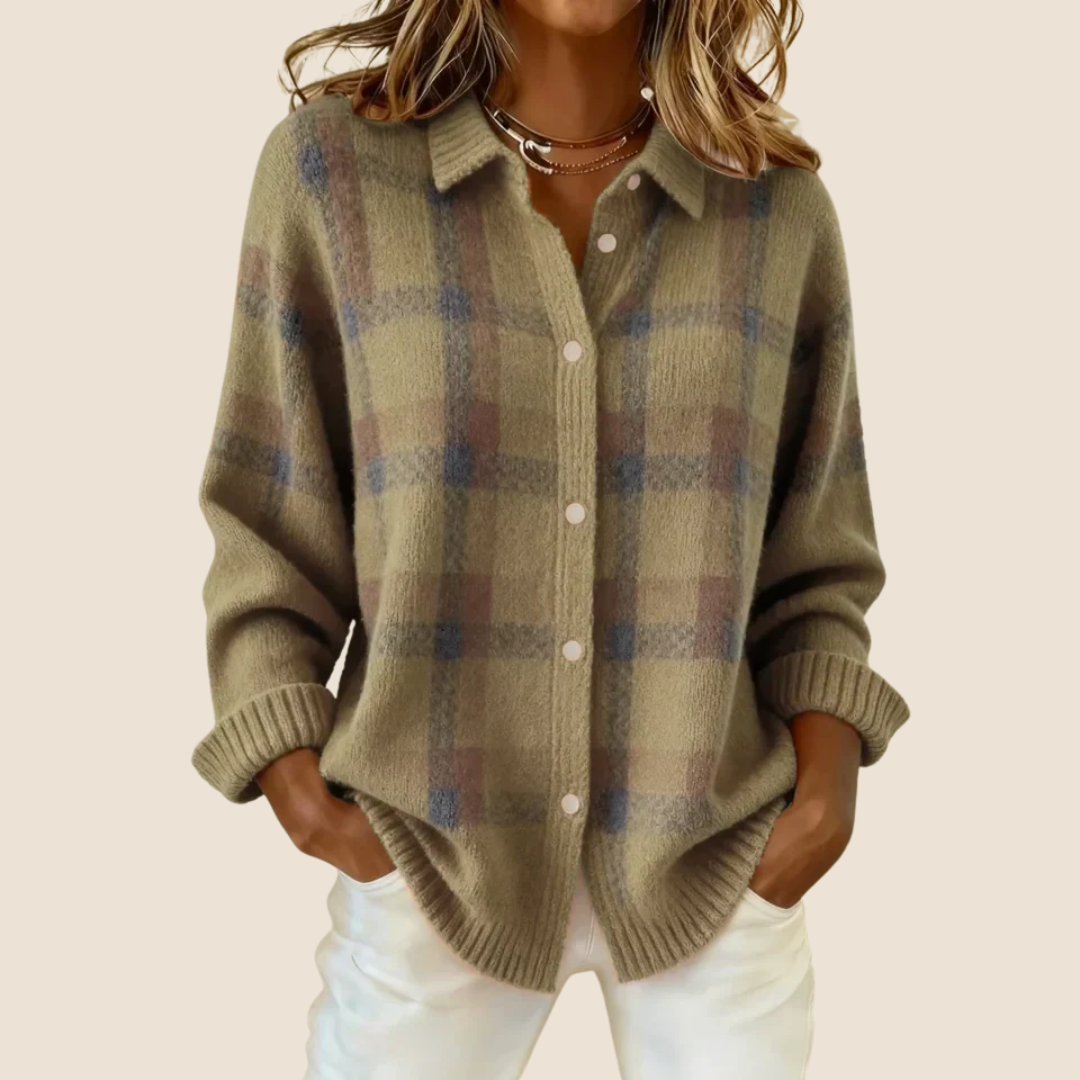 BEAUMONT NICE | PULL À CARREAUX AVEC COL POUR FEMMES