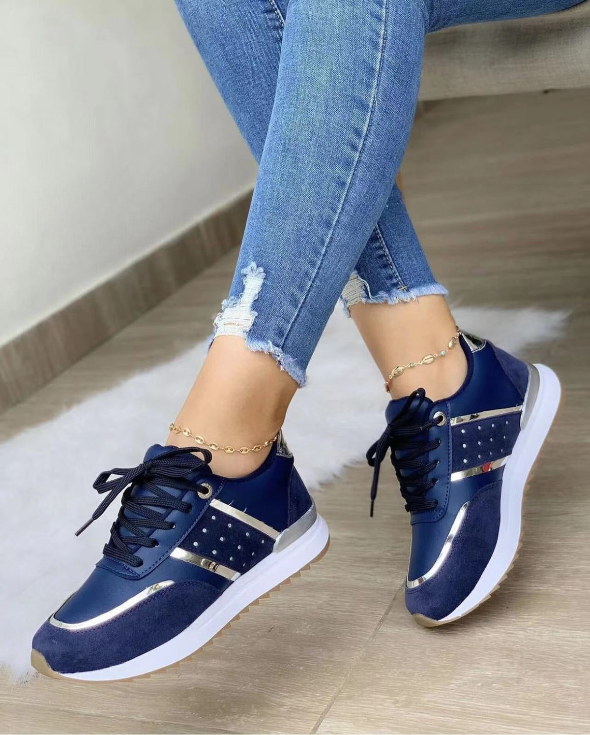 BEAUMONT NICE | BASKETS MÉTALLIQUES À CLOUS POUR FEMMES