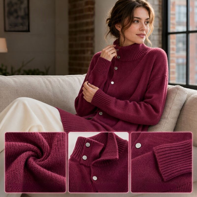 BEAUMONT NICE | PULL COL ROLLO À BOUTONS POUR FEMMES