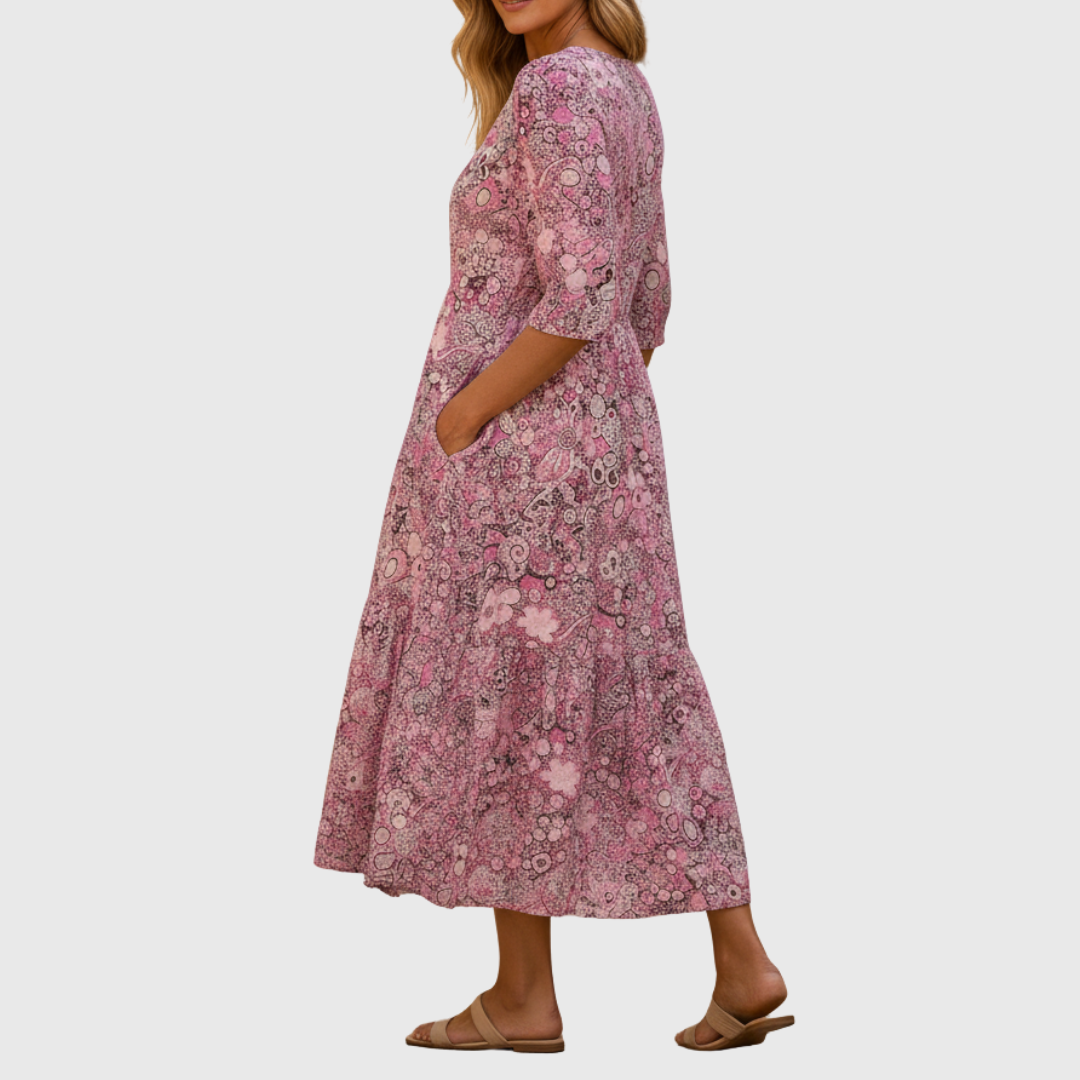 BEAUMONT NICE | ROBE MIDI À COL EN V POUR FEMMES