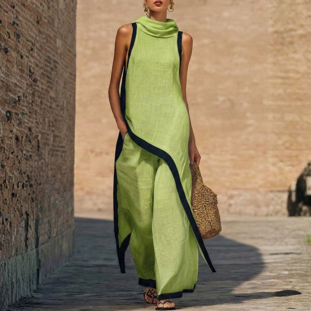 BEAUMONT NICE | ENSEMBLE EN LIN ASYMÉTRIQUE POUR FEMMES